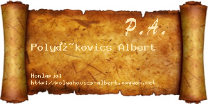 Polyákovics Albert névjegykártya